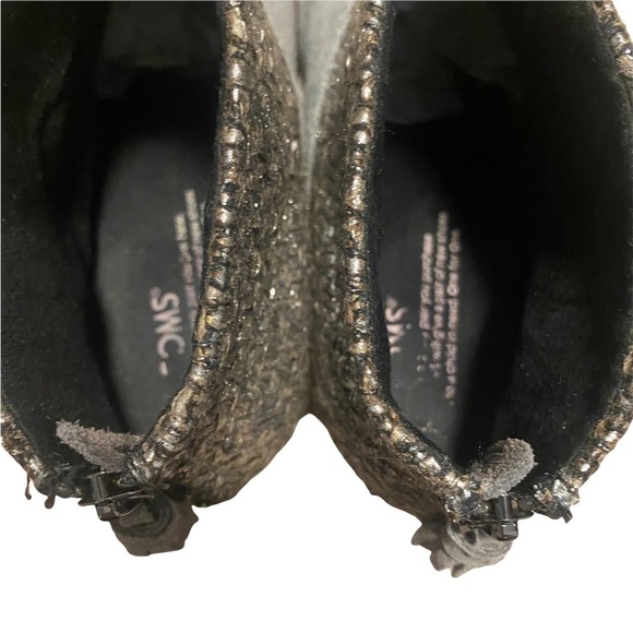 Toms ‘Leila’ Grey Felt Metallic Boucle Ankle Boots - Picture 8 of 9